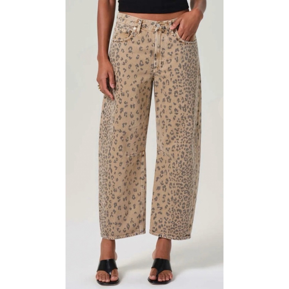 CITIZENS OF HUMANITY Miro Barrel Horseshoe Leopard Print Tan Jeans Women's 28